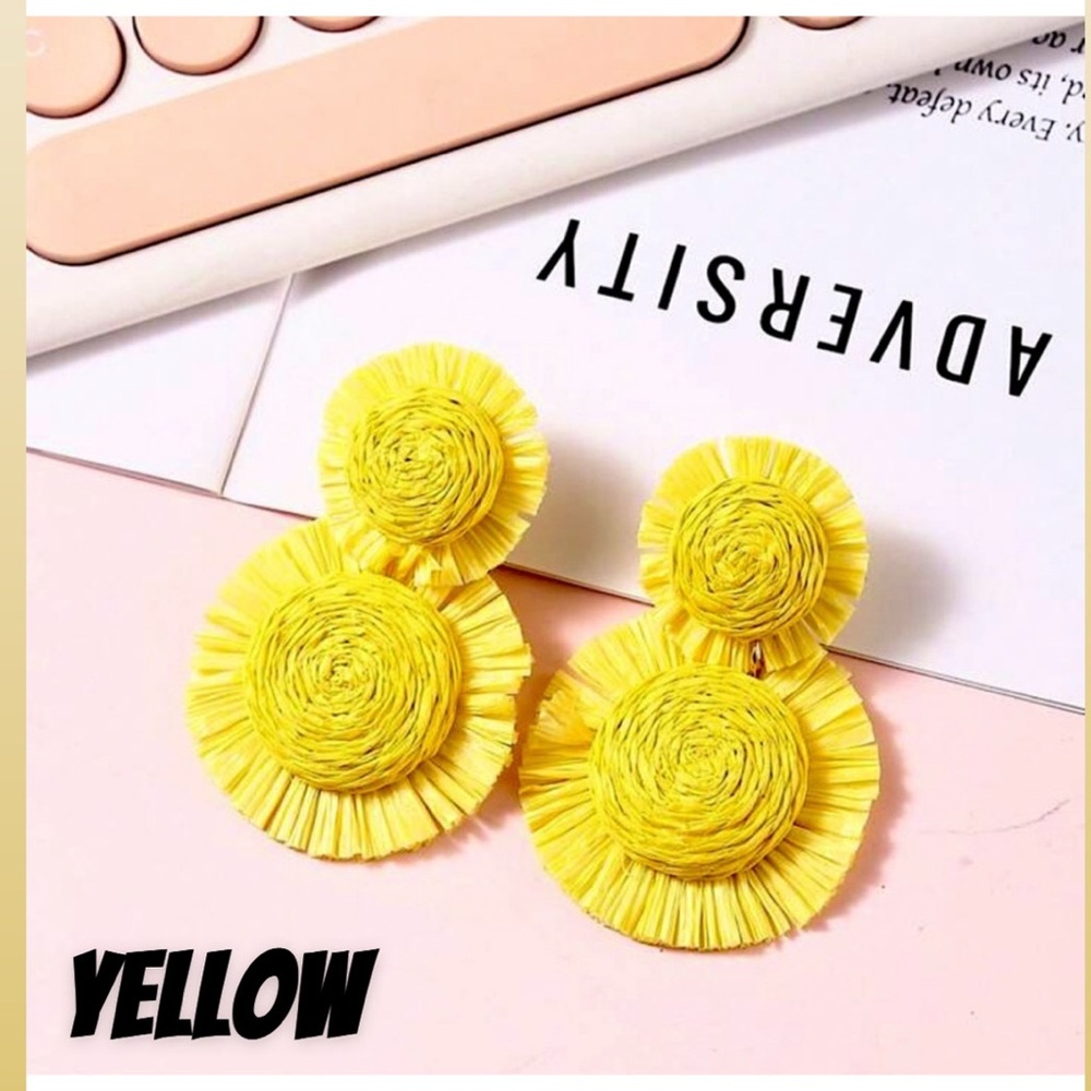 🆕🌿💛MESTIERE: YELLOW Spiral Double Fanned Dangle Earrings